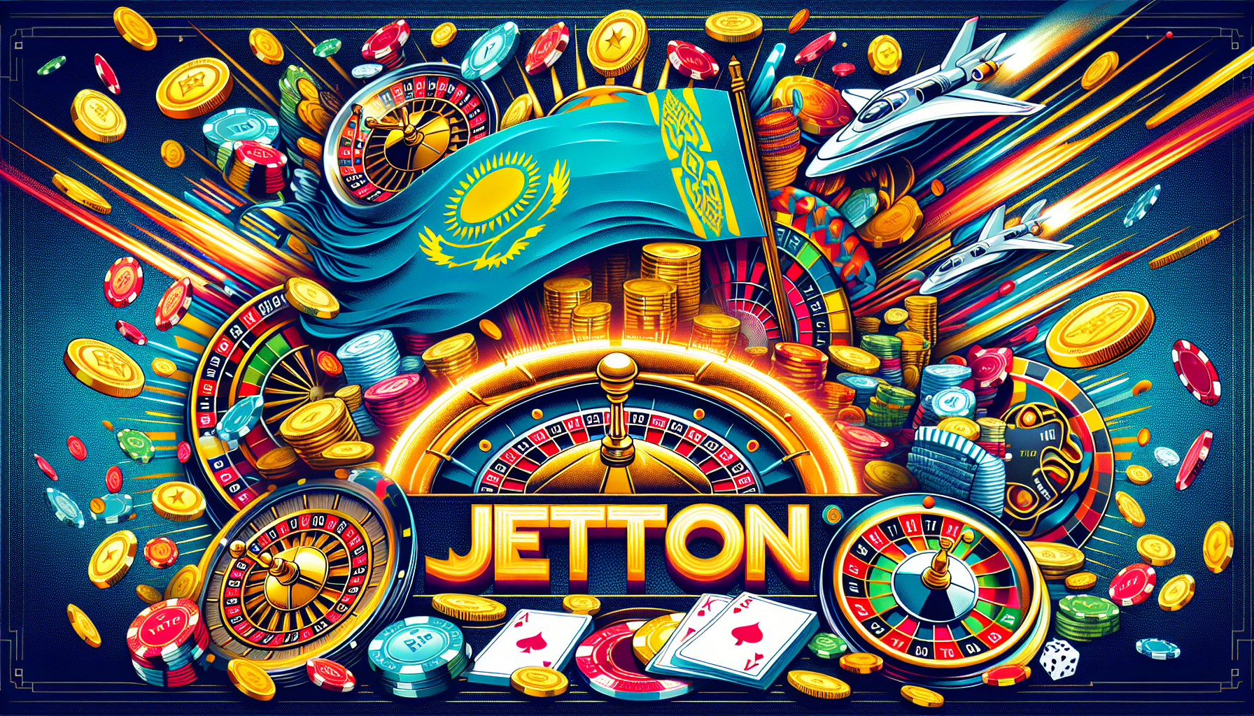 Логотип онлайн казино JetTon на синем фоне